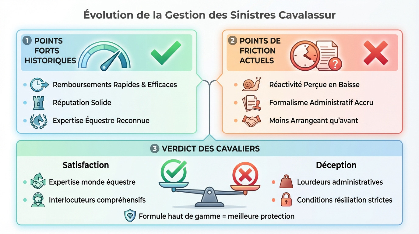 Graphique illustrant l'évolution de la satisfaction client concernant la gestion des sinistres chez Cavalassur