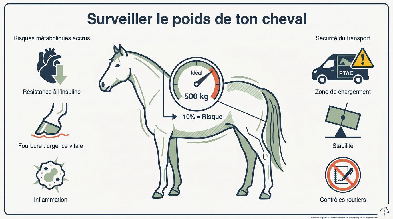 Surveillance du poids du cheval au pré