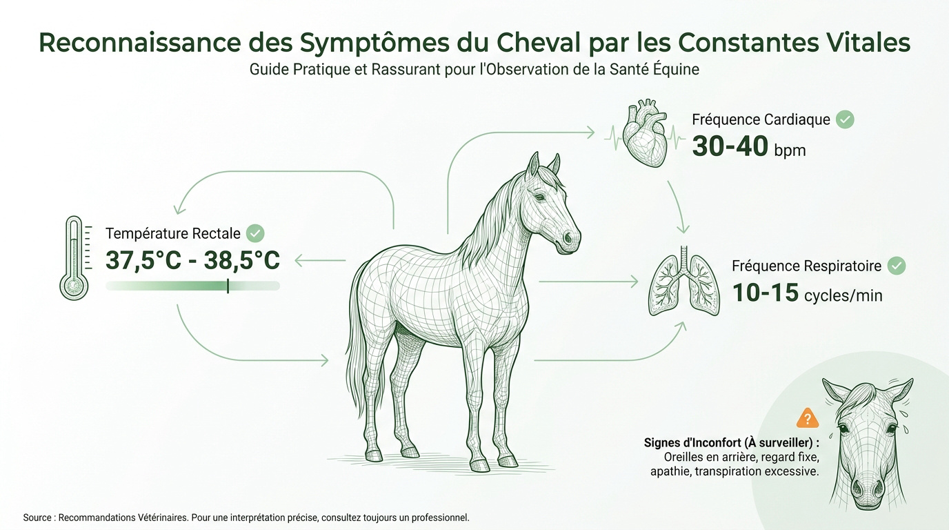 Tableau récapitulatif des constantes vitales du cheval adulte au repos