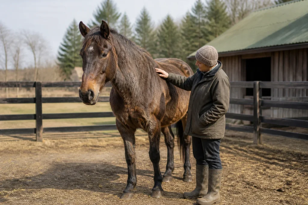 Cheval age et son soignant