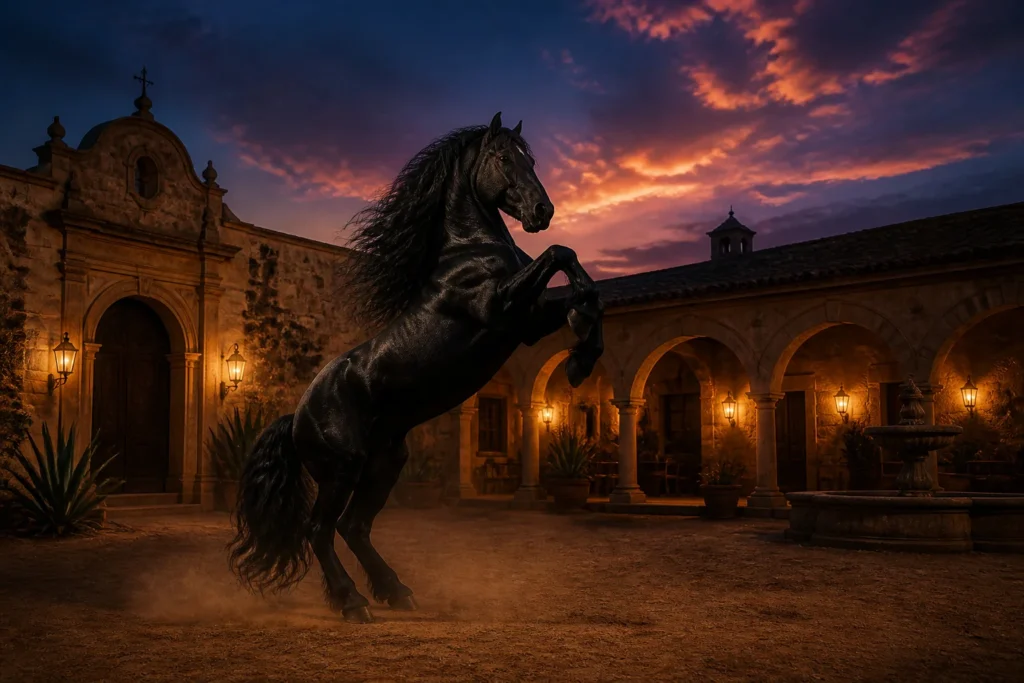 Etalon noir majestueux a la hacienda