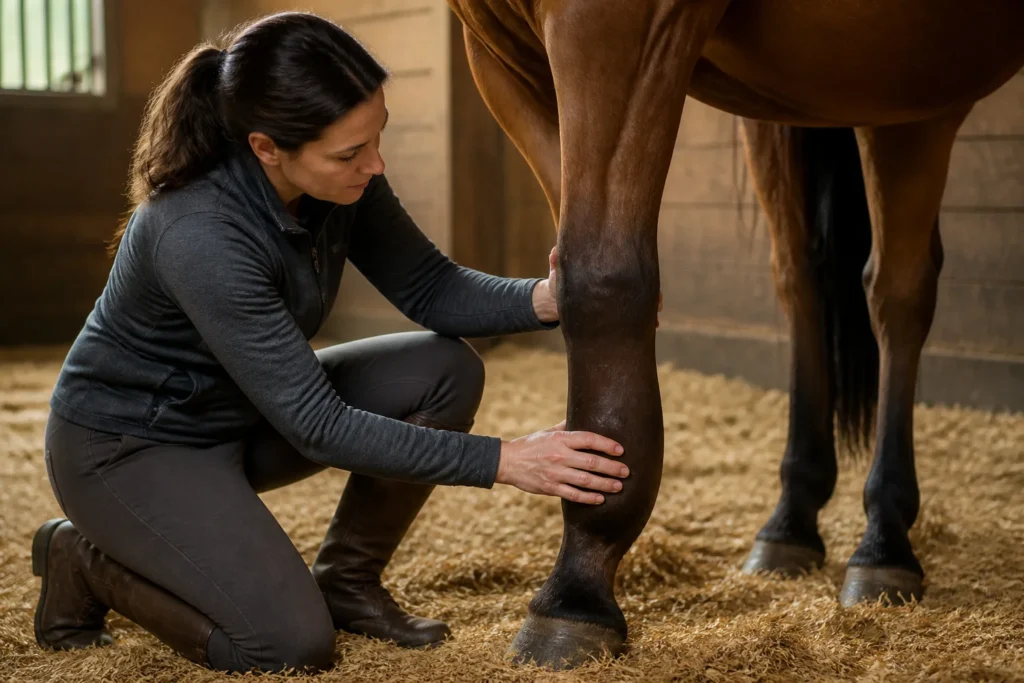Soin attentif dun cheval