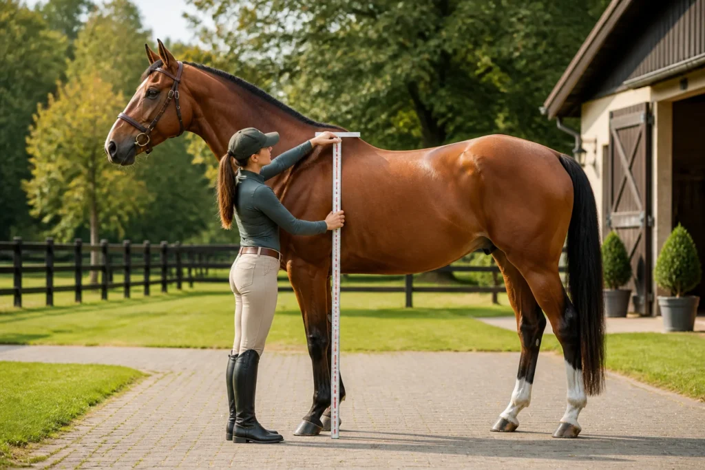 Cheval mesure dans un environnement equestre