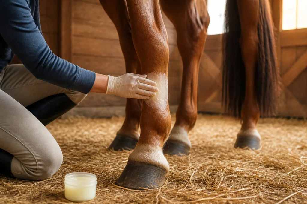 Soin attentif pour un cheval