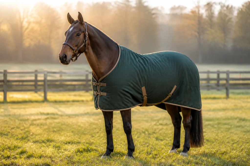 Cheval majestueux en couverture dhiver