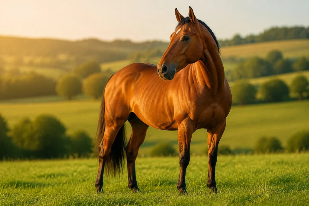 Cheval majestueux au coucher du soleil
