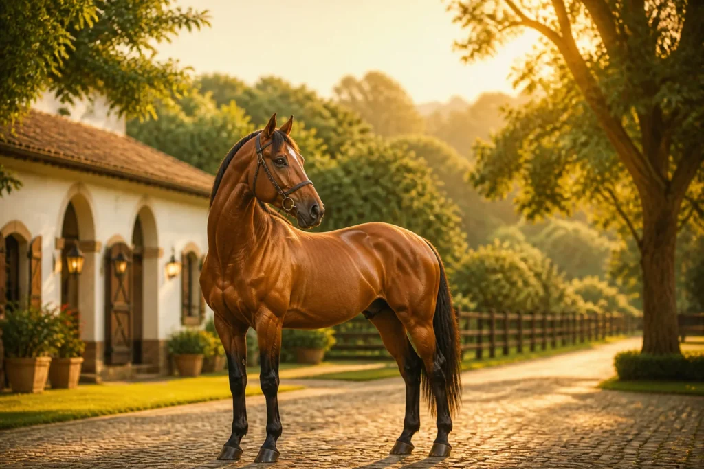 Majestueux cheval au soleil couchant