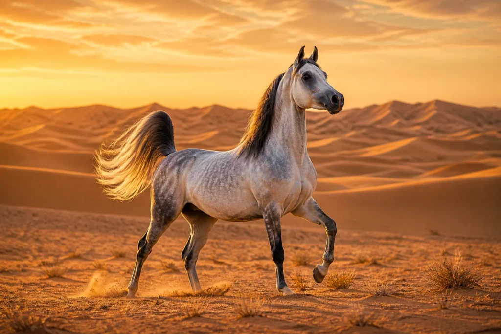 Majestueux cheval arabe dans le desert