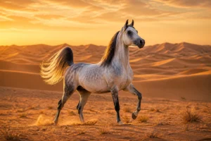 Majestueux cheval arabe dans le desert