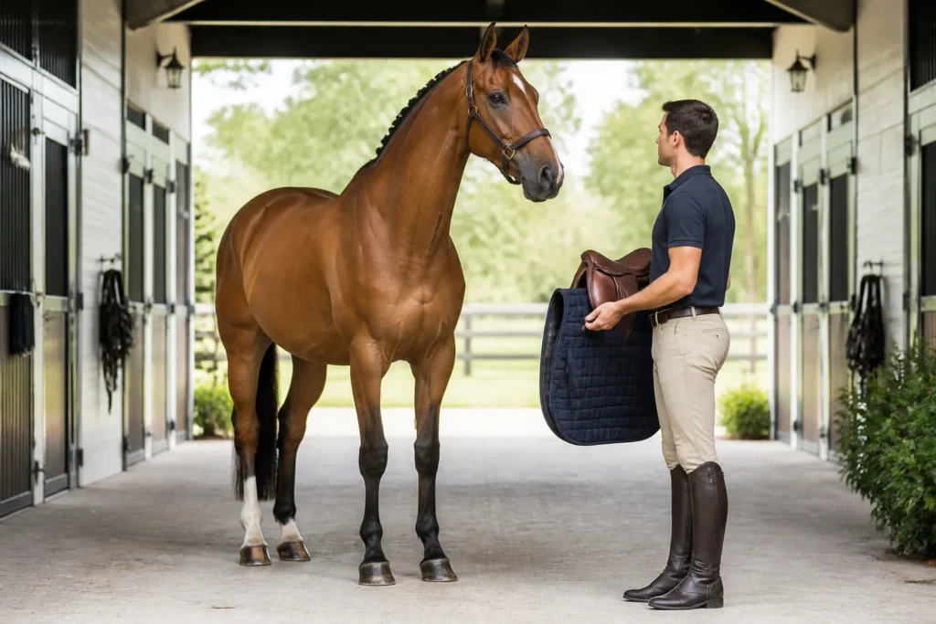 Cheval majestueux et equipement equestre