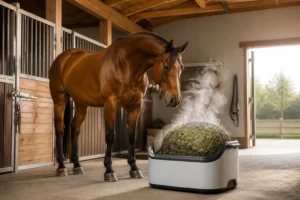 Cheval et appareil de desinfection du foin